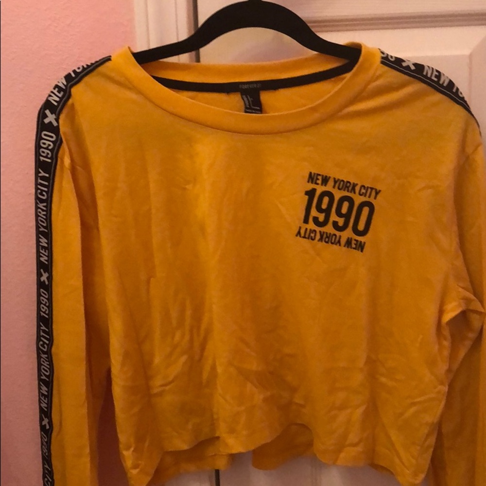 Yellow long sleeve crop top from forever 21